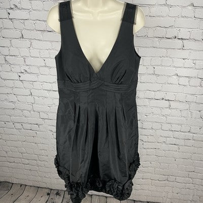 Night Way Collection Black Sleeveless Pleated Ruffle A-Line Formal Dress Size 12
