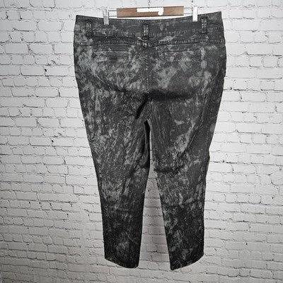 Soft Surroundings Grey Tie Dye Embroidered Rhinestone High Rise Jeans 18 (38x29)