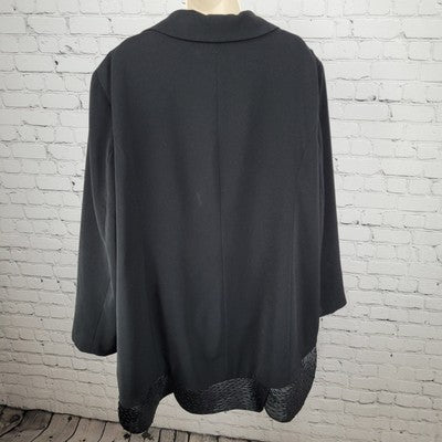 VTG Natalie Barri Black Shawl Lapel Beaded Embellished Blazer Jacket Size 26W