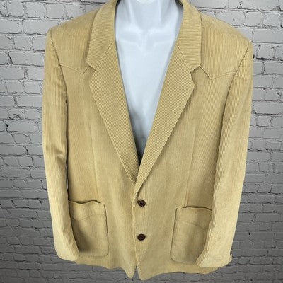 Richman Tan Corduroy 2 Button Vented Blazer Sport Coat Poland Made Size 46L