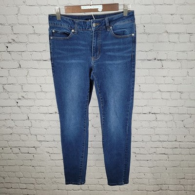 Tahari Blue Denim Kelly Mid Rise Skinny Stretch Ankle Jeans Size 6/28 (28x28)