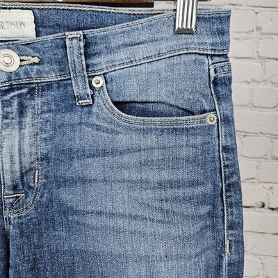 Hudson Blue Denim Light Medium Wash Low Rise Stretch Skinny Jeans 27 (28x27)