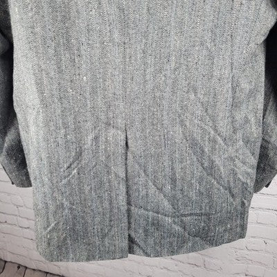 Stafford Black White Silk Wool Blend 2 Button Notch Blazer Sport Coat 44L