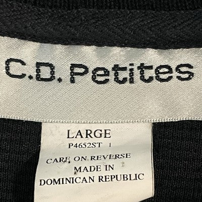 C.D. Petites Black Gold Buttoned Lightweight Sweater Cardigan Size Large L