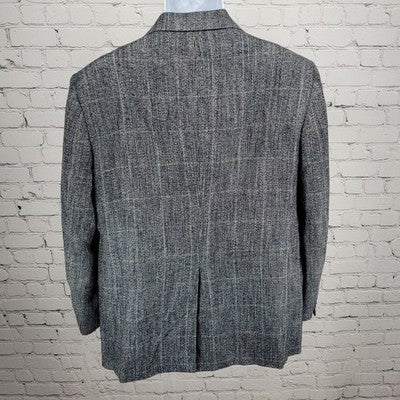 VTG Benchley Ltd Black White 2 Button Vented Notch Blazer Sport Coat USA 42S