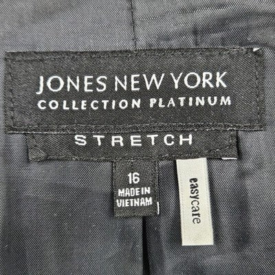 Jones NY Grey Wool Blend Stretch Platinum Easy Care Peak Blazer Suit Jacket 16