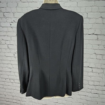 VTG Ann Taylor Black 1 Button Ventless Notch Pockets Blazer Suit Jacket USA 12