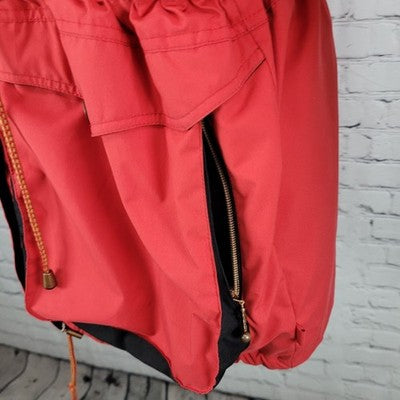 VTG Skiing Passport Retro Red Insulated Hooded Zip Pockets Jacket Size Medium M