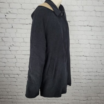 London Fog Black Microfiber Stretch Buttoned Hooded Warmer Liner Coat M Petite