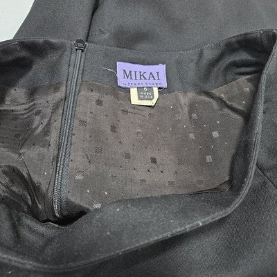 VTG Mikai Jerry Shabo Black Wool Back Slit Lined Pencil Straight Midi Skirt US 6
