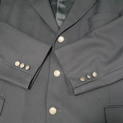 VTG Jos A Bank Black 100% Wool 3 Button Ventless Notch Blazer Sport Coat 46R