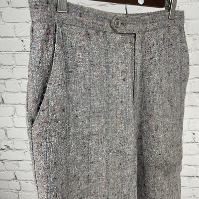 VTG Lucia Grey Multicolor Wool Blend High Rise Pants USA Made Size 14 (29x29)
