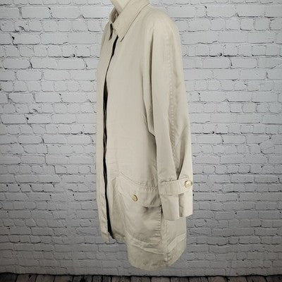 London Fog Beige Limited Edition Buttoned Removable Plaid Liner Trench Coat 10R