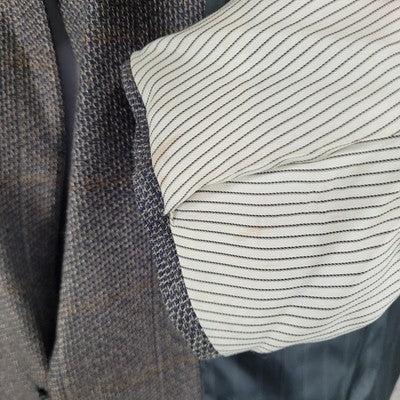 VTG Henry Grethel Brown Windowpane Tweed 2 Button Sport Coat USA Made Size 42L