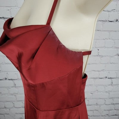 Azazie Red Strappy Backless Side Slit Maxi Bridesmaids Formal Long Dress A6