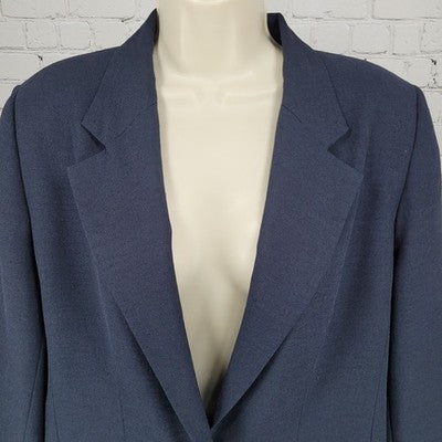 Patchington Navy 2 Metal Button Notch Ventless Blazer Suit Jacket Size 12