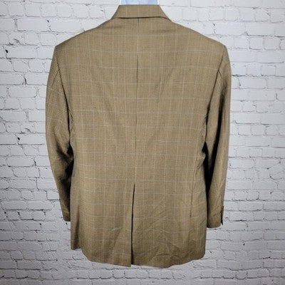 VTG Harold Powell Black Tan Houndstooth 3 Button Notch Blazer Sport Coat USA 42R