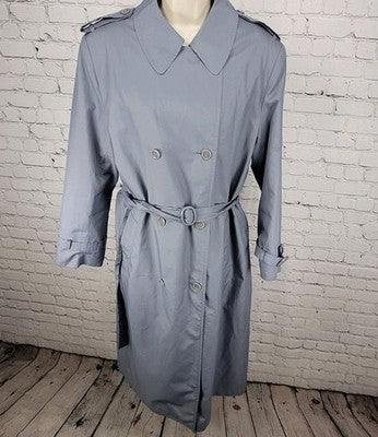 The Totes Coat Blue Belted Removable Insulated Liner Jacket Trench Coat Size 14