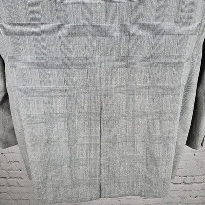 VTG Barrister Black White Glen Check 2 Button Notch Blazer Sport Coat USA 42