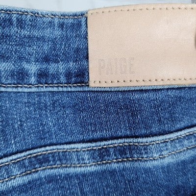 Paige Denim Blue Brigitte Distressed Mid Rise Straight Ankle Jeans 27 (29x28)