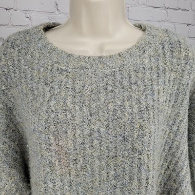 World Market Grey Crew Neck Pullover Balloon Sleeve Oversized Knit Sweater O/S
