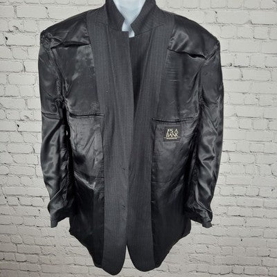 Jos A Bank Black 100% Wool Pinstriped 2 Button Notch Blazer Sport Coat 44L