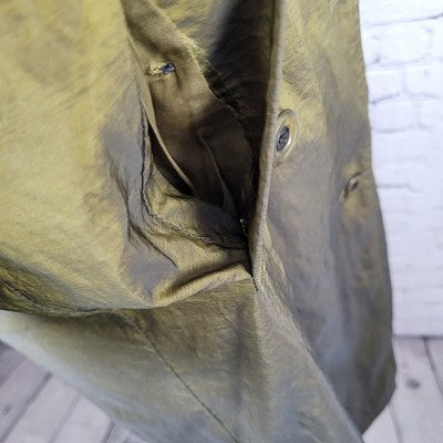 Jones New York Green Sheen Wool Lined Double Breasted Peacoat Trench Coat 8P