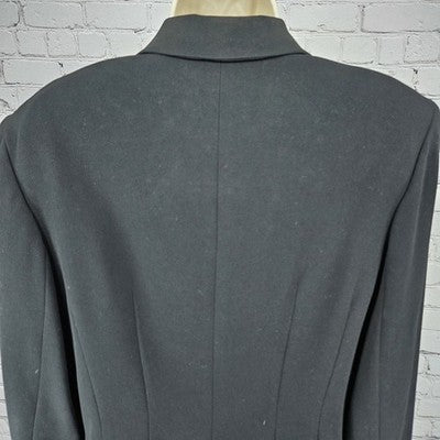 VTG Ann Taylor Black 1 Button Ventless Notch Pockets Blazer Suit Jacket USA 12