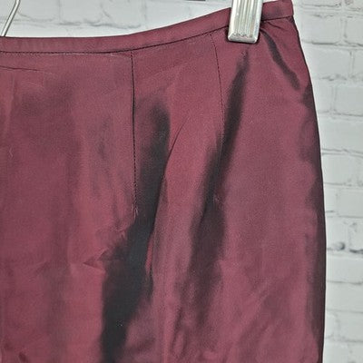 Tahari Dark Red Back Slit Lightweight Lined Straight Pencil Skirt Size 8 (25x19)