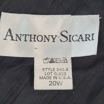 VTG Anthony Sicari Black Rhinestone Buttoned Shoulder Pad Top USA Made Size 20W