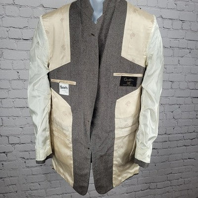 VTG Cardin Grey Brown Couture Collection 2 Button Notch Blazer Sport Coat USA 41