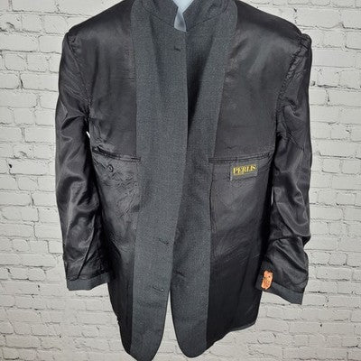 VTG Perlis Grey 100% Wool 2 Button Notch Blazer Sport Coat USA Made Size 42