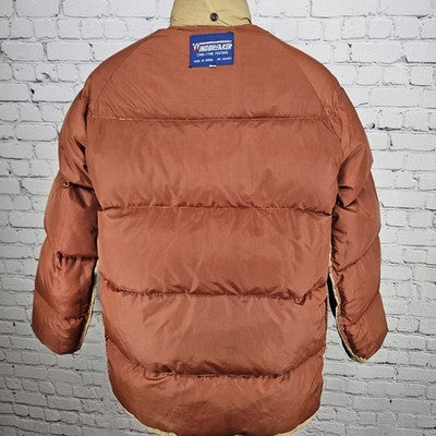 VTG Windbreaker Tan Down Fine Feather Insulated Snap Puffer Jacket M *zipper