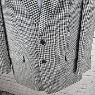 Jones New York Black Grey 100% Wool 2 Button Notch Blazer Sport Coat 42R