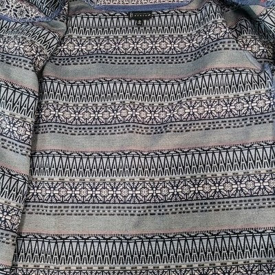 Bobeau Multicolor Aztec Print Open 3/4 Sleeve Pockets Unlined Jacket Size XS