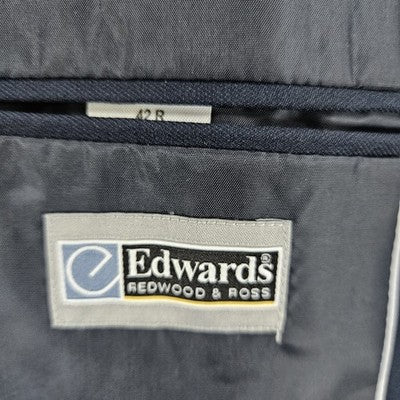 Edwards Navy 2 Button Single Vented Notch Easy Care Suit Blazer Sport Coat 42R