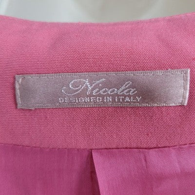 Nicola Pink Buttoned Collarless Lined Formal Suit Jacket Blazer Italy Size 6