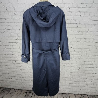 VTG F.S.L Collection Navy Belted Hood Removable Bodywarmer Liner Trench Coat 8P