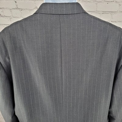 Brooks Brothers 346 Grey Wool Stretch Pinstriped 2 Button Notch Blazer Size 48R