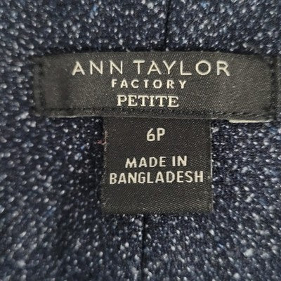 Ann Taylor Factory Navy Speckled Mid Rise Straight Stretch Pants Size 6P (30x28)