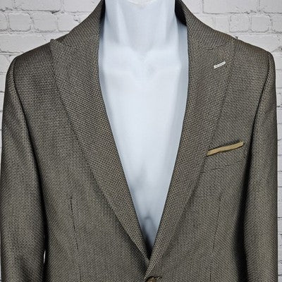 Owen Men’s Brown 1 Button Double Vented Peak Stretch Blazer Sport Coat 48 US 38