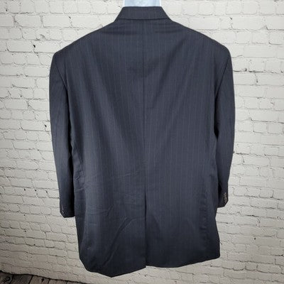 Chaps Ralph Lauren Dark Navy 100% Wool Pinstriped Blazer Sport Coat Sizw 48L