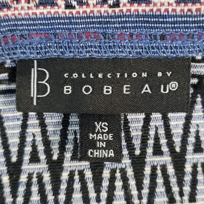 Bobeau Multicolor Aztec Print Open 3/4 Sleeve Pockets Unlined Jacket Size XS