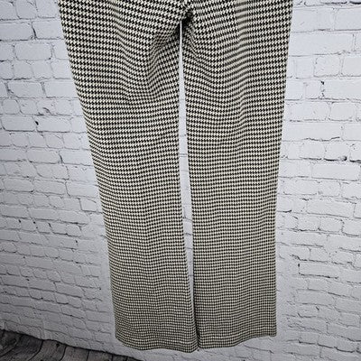 Tahari Tan Black Houndstooth Mid Rise Bootcut Side Zip Stretch Pants XS (26x31)