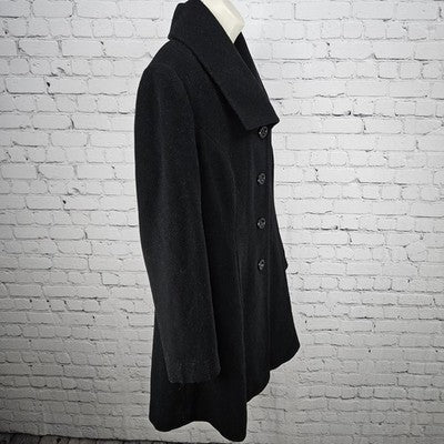Preston & York Black Wool Blend Button Bow Collar Lined Over Coat 12 *defects