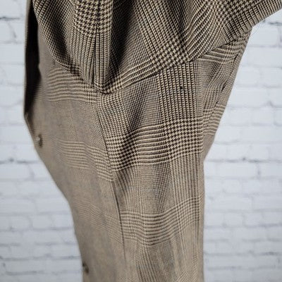 Lauren Ralph Lauren Brown 100% Wool Check 3 Button Blazer Sport Coat 41T *holes
