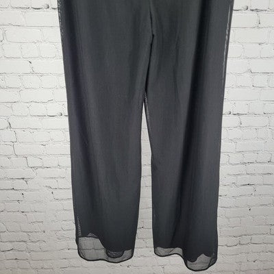 VTG JS Collections Black Mesh Overlay Wide Leg High Rise Pants 6P (27x30)