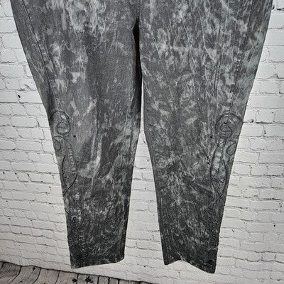 Soft Surroundings Grey Tie Dye Embroidered Rhinestone High Rise Jeans 18 (38x29)