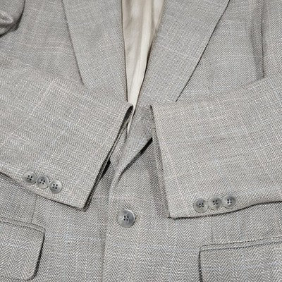 VTG Haggar Gallery Beige Check 2 Button Vented Notch Blazer Sport Coat USA 38