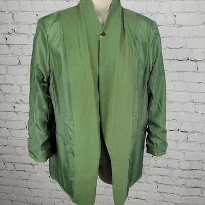 Jones New York Signature Green Linen Blend Open 3/4 Sleeve Blazer Jacket Small S